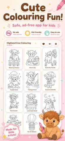 Highland Cow Coloring for Kids screenshot 1