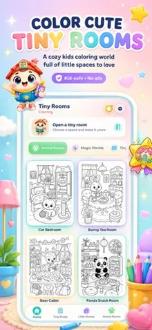 Tiny Rooms Coloring for Kids screenshot 1