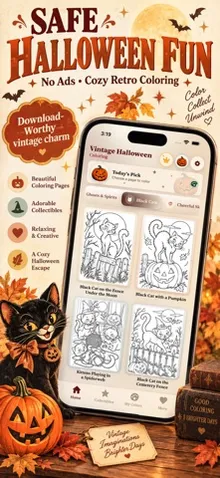 Vintage Halloween Coloring screenshot 1