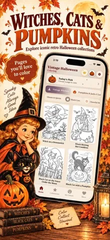 Vintage Halloween Coloring screenshot 2