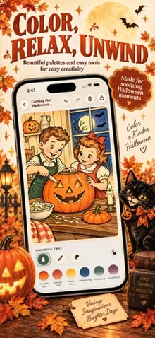 Vintage Halloween Coloring screenshot 3